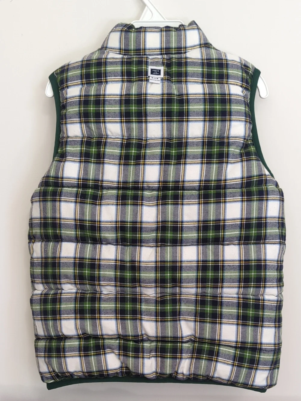 Janie and Jack Green and Blue Quilted Plaid Reversible Puffer Vest Size 5-6